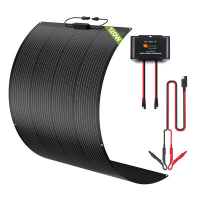 100W 120W हल्के वजन के आरवी सौर पैनलों किट के लिए 12 वोल्ट प्रणाली के लिए मोटरहोम के लिए IP65 जलरोधी स्मार्ट चार्ज नियंत्रक दोनों सीसा एसिड और लिथियम बैटरी के लिए