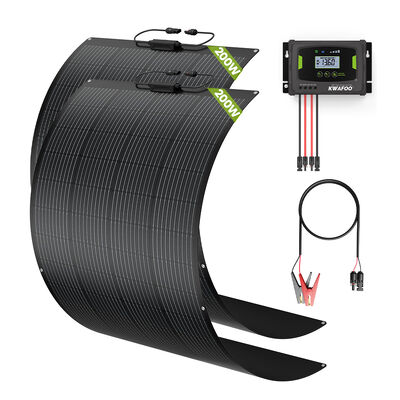 अच्छी कीमत एमपीटी चार्ज कंट्रोलर और 2 पीसी सेमी फ्लेक्सिबल सोलर पैनल के साथ 400W सोलर पैनल किट, 8 अलग-अलग प्रकार की बैटरी के लिए उपयुक्त, मोबाइल पर सिस्टम डेटा की निगरानी ऑनलाइन